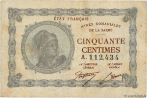 50 centimes Mines domaniales de la Sarre type 1920