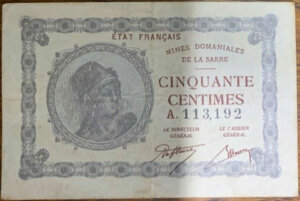 50 centimes Mines domaniales de la Sarre type 1920