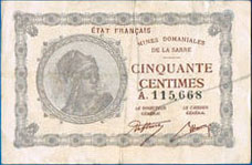 50 centimes Mines domaniales de la Sarre type 1920