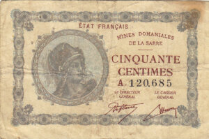 50 centimes Mines domaniales de la Sarre type 1920