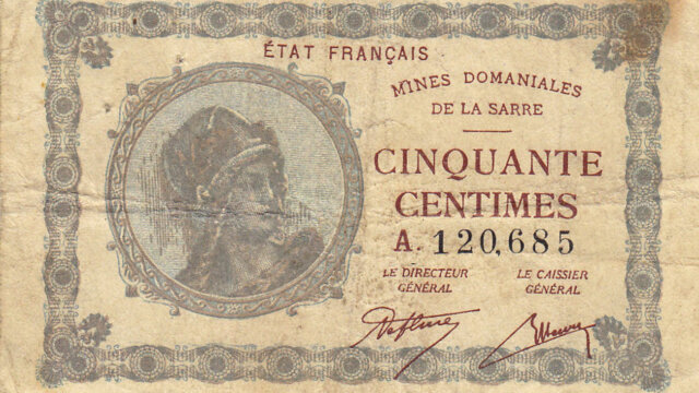 50 centimes Mines domaniales de la Sarre type 1920