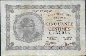 50 centimes Mines domaniales de la Sarre type 1920