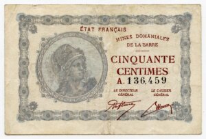 50 centimes Mines domaniales de la Sarre type 1920