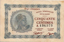 50 centimes Mines domaniales de la Sarre type 1920