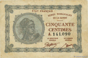 50 centimes Mines domaniales de la Sarre type 1920