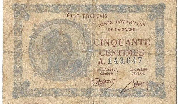 50 centimes Mines domaniales de la Sarre type 1920