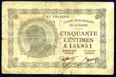 50 centimes Mines domaniales de la Sarre type 1920