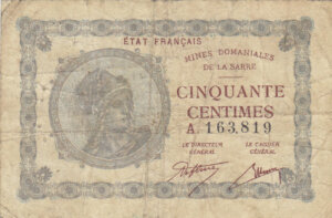 50 centimes Mines domaniales de la Sarre type 1920