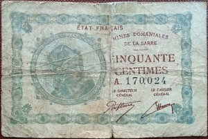 50 centimes Mines domaniales de la Sarre type 1920