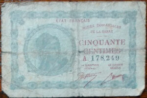 50 centimes Mines domaniales de la Sarre type 1920