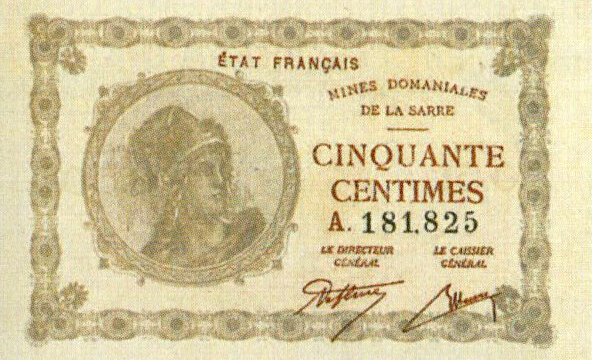 50 centimes Mines domaniales de la Sarre type 1920