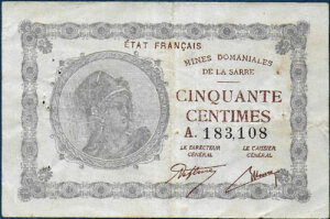 50 centimes Mines domaniales de la Sarre type 1920