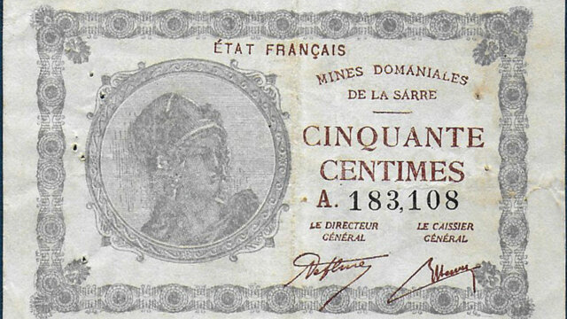 50 centimes Mines domaniales de la Sarre type 1920