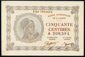 50 centimes Mines domaniales de la Sarre type 1920