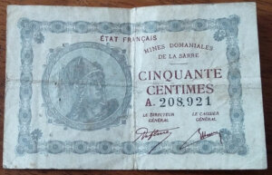 50 centimes Mines domaniales de la Sarre type 1920