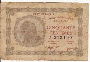 50 centimes Mines domaniales de la Sarre type 1920