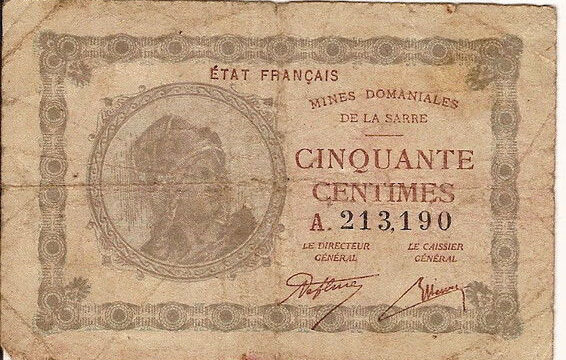 50 centimes Mines domaniales de la Sarre type 1920