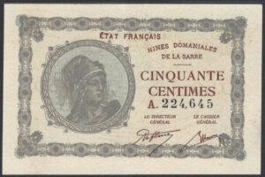 50 centimes Mines domaniales de la Sarre type 1920