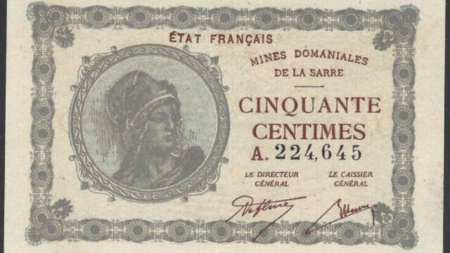 50 centimes Mines domaniales de la Sarre type 1920