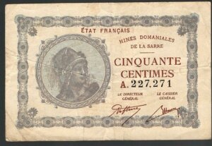 50 centimes Mines domaniales de la Sarre type 1920