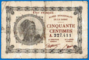 50 centimes Mines domaniales de la Sarre type 1920