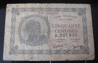 50 centimes Mines domaniales de la Sarre type 1920