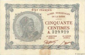 50 centimes Mines domaniales de la Sarre type 1920