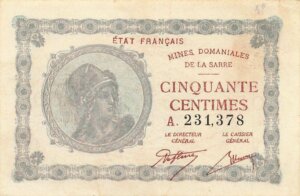 50 centimes Mines domaniales de la Sarre type 1920