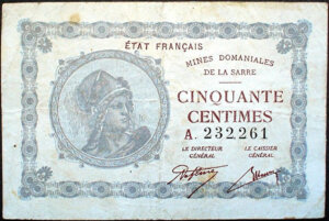 50 centimes Mines domaniales de la Sarre type 1920