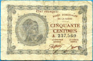 50 centimes Mines domaniales de la Sarre type 1920