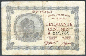 50 centimes Mines domaniales de la Sarre type 1920