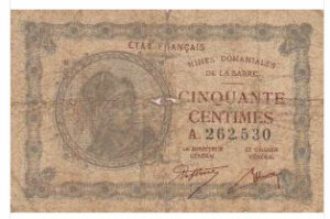 50 centimes Mines domaniales de la Sarre type 1920