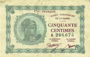 50 centimes Mines domaniales de la Sarre type 1920