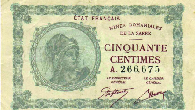 50 centimes Mines domaniales de la Sarre type 1920