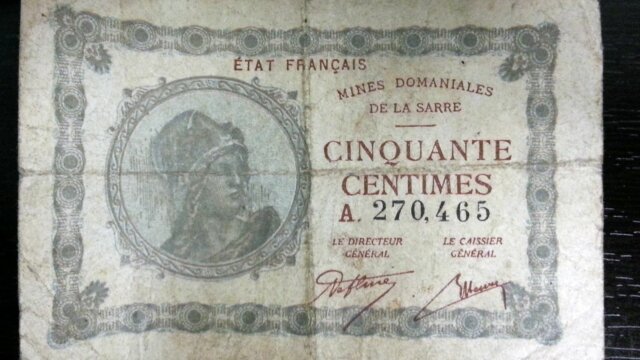 50 centimes Mines domaniales de la Sarre type 1920