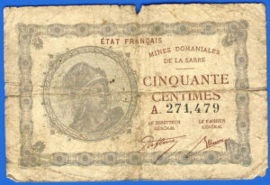 50 centimes Mines domaniales de la Sarre type 1920