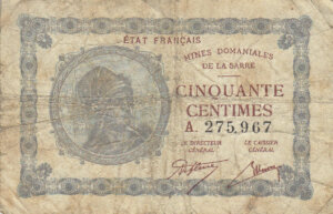 50 centimes Mines domaniales de la Sarre type 1920