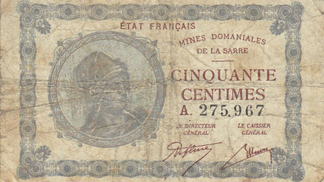 50 centimes Mines domaniales de la Sarre type 1920