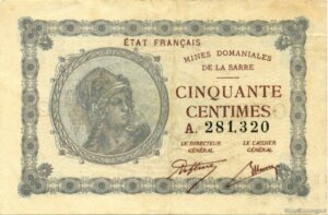 50 centimes Mines domaniales de la Sarre type 1920