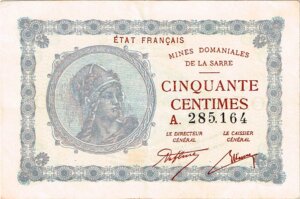 50 centimes Mines domaniales de la Sarre type 1920