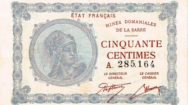 50 centimes Mines domaniales de la Sarre type 1920