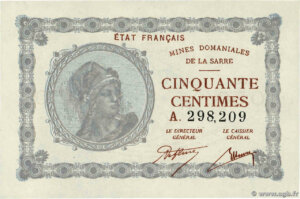 50 centimes Mines domaniales de la Sarre type 1920