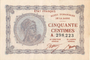 50 centimes Mines domaniales de la Sarre type 1920