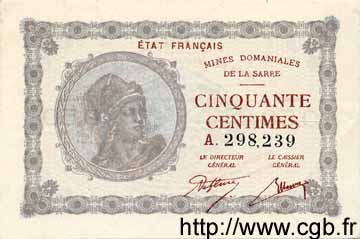 50 centimes Mines domaniales de la Sarre type 1920