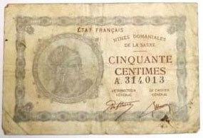 50 centimes Mines domaniales de la Sarre type 1920