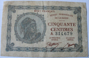 50 centimes Mines domaniales de la Sarre type 1920