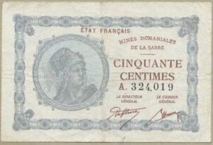 50 centimes Mines domaniales de la Sarre type 1920