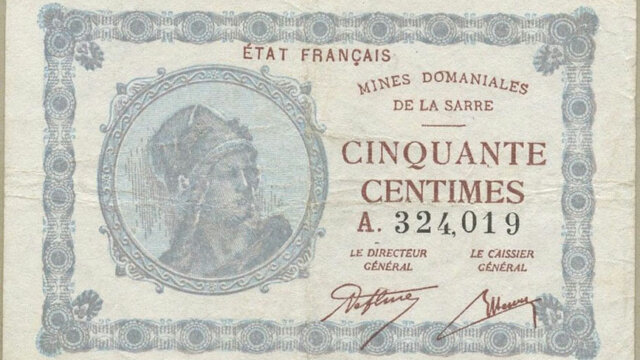 50 centimes Mines domaniales de la Sarre type 1920