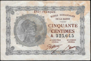 50 centimes Mines domaniales de la Sarre type 1920