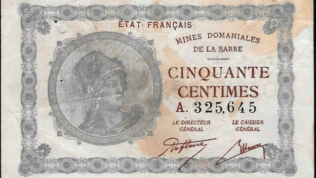 50 centimes Mines domaniales de la Sarre type 1920